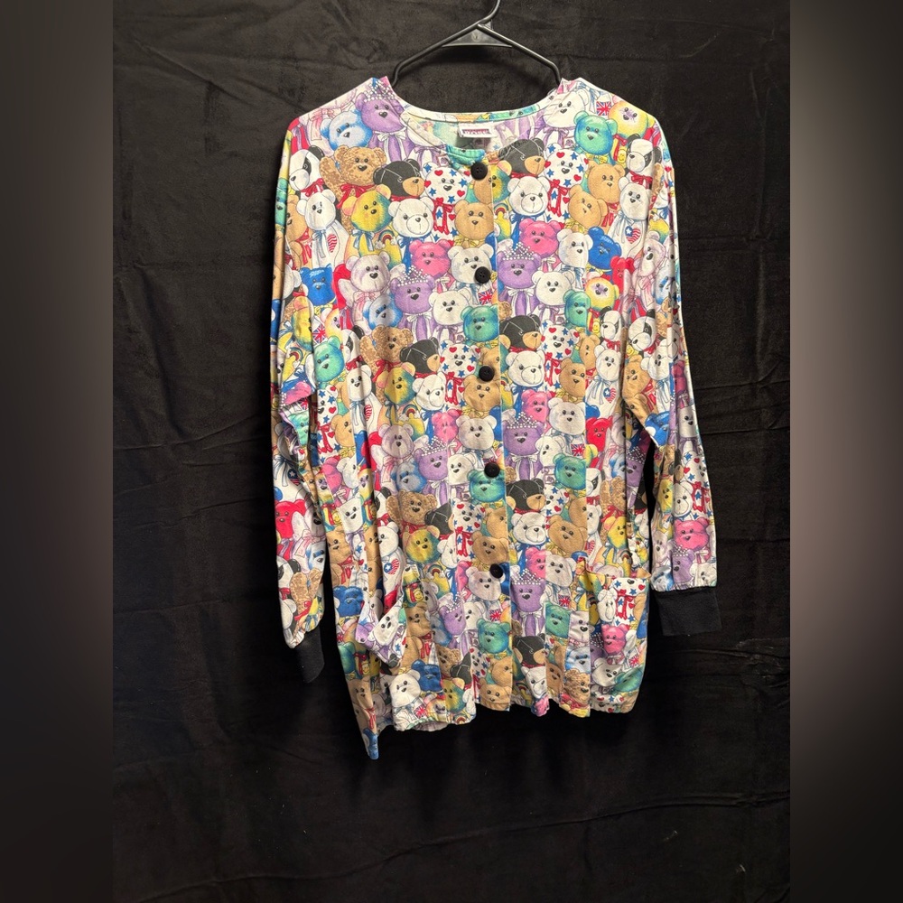 vintage 1990s beanie babies long sleeve button up shirt/smock Size M/L USA MADE